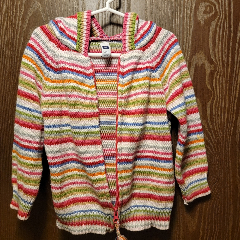 Gap Girls 5t Colorful Striped Hooded Cardigan Uvg